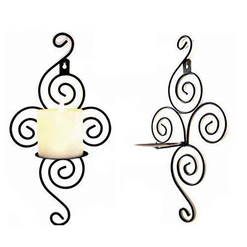 Hoocozi Wall Candle SconcesSet of 2 Elegant Swirling Iron Hanging Wall Mounted Decorative Candle Holder for Home Decorations Weddings Events