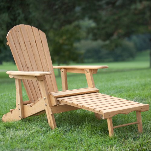 Big Daddy Reclining Adirondack Chair With Pull Out Ottoman- Natural