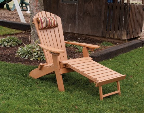 POLY Folding Reclining Adirondack Chair w Attached Ottoman - Amish Made USA - Black