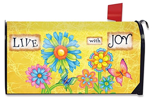 Live with Joy Spring Mailbox Cover Floral Inspirational Standard Briarwood Lane