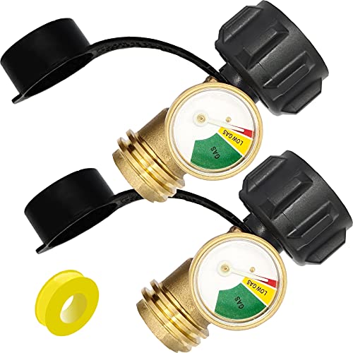 2 Pack Propane Tank Gauge Level Indicator Leak Detector with Qcc1Type1 Connection Propane Gas Gauge Pressure Meter Compatible with Propane Appliances  RV camper BBQ gas grill Cylinder and more