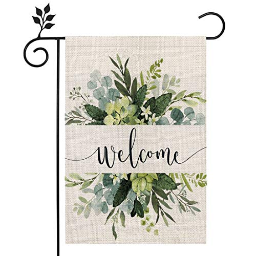 CROWNED BEAUTY Spring Floral Welcome Garden Flag 12×18 Inch Small Vertical Double Sided Seasonal Outside Décor for Yard Farmhouse CF09912