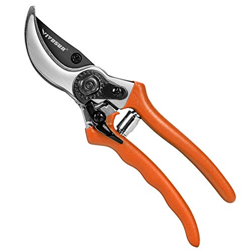 VIVOSUN 8 Inch Premium Bypass Pruning Shears Strong Garden Cutting Tools for Tree Trimmers Orange