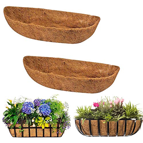 2 Packs Trough Coco Fiber Replacement Liner Coco Liners for Window BoxHanging Trough Planter Coconut Coir Planter Garden Flower Vegetables Pot Fence Flower Baskets (24Inch)