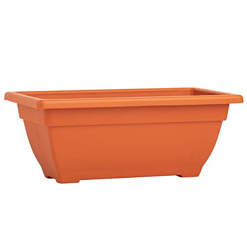 BackyardBounty Rectangle Planter Box 16 Inch Indoor  Outdoor Rectangular Planter Durable UV Resistant 2 Gallon Plastic Window Box Trough Use for Herbs Succulents Vegetables (Terracotta)