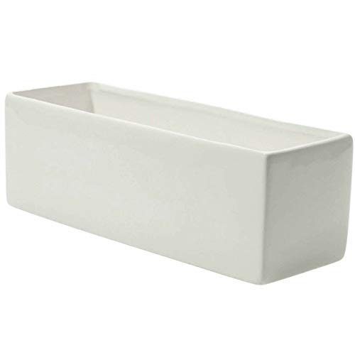 Glossy White Ceramic Planter  4 x 12 Inches  Urban Rectangular Pot for Succulents  Modern Planter for Office or Home