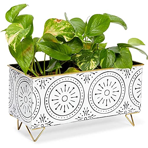 Rectangular Iron Planter White Flower Pot (126 x 55 x 67 Inches)