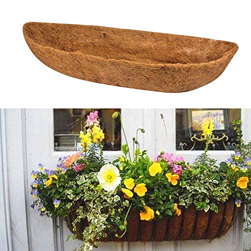 WallMounted Coco Liner Trough24303648 inch Half Moon Shape Coir Coconut Fiber Replacement Liner Plant Basket for Wall Hanging Baskets Flower Pot Window Box Decoration (30inch)