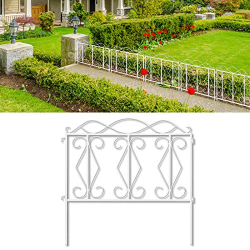 Amagabeli Decorative Garden Fence 24 high x 24 Wide 5 Panels in Total Outdoor White Thicken Metal Wire Fencing Rustproof Landscape Patio Flower Bed Animal Barrier Border Fence Edge Section Panels