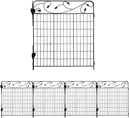 Ashman Garden Fence 44in x 3ft  Outdoor Metal Landscape Fencing Steel Wire Gate Border Edge Folding Patio Flower Bed Animal Barrier Section Edging Black (Set of 4)