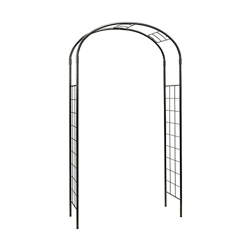 Achla Designs ARB10 Monet Wrought Iron Arbor Metal Garden Arch Graphite