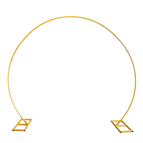 Fetcoi Gold Wedding Arch Balloon ArchIron Circle Backdrop Stand Garden Arbor Wedding Arches for CeremonyOutdoor Party Decoration Easy Assembly28x24m