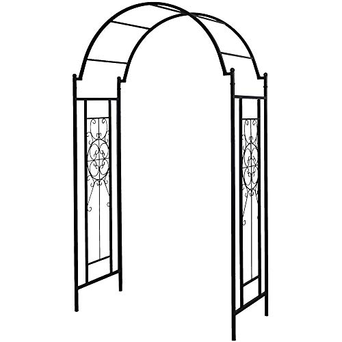 OUTOUR Garden Arch Arbor Arbour Trellis Archway for Climbing Plants Roses Vines Support Rack Outdoor Garden Lawn Backyard Patio Matte Black