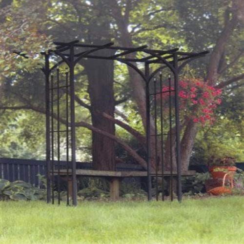 PANACEA PATIO  GARDEN 89088 Steel Flat Top Arbor with Finials Black