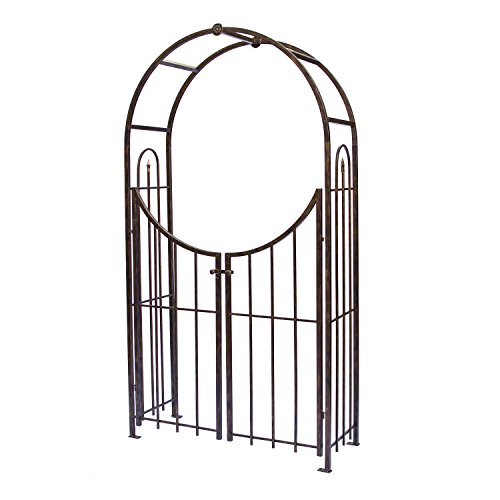 Panacea Products Arched Top Garden Arbor with Gate Brushed Bronze