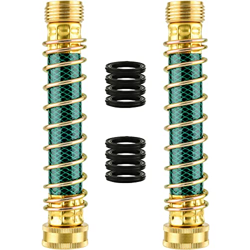 DRULAT Garden Hose Extension 34 Short Hose Garden Connector with Coil Spring Brass Adapter 2Pack  Rubber Washers