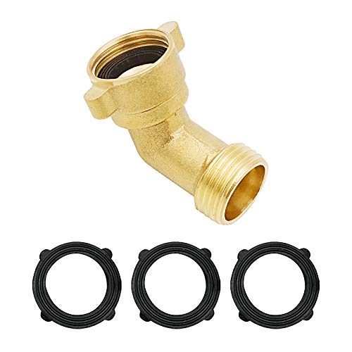 HYDRO MASTER 0713201 45 Degree Hose Elbow Garden Hose Connector Quick Swivel Connect Adapter Solid Brass