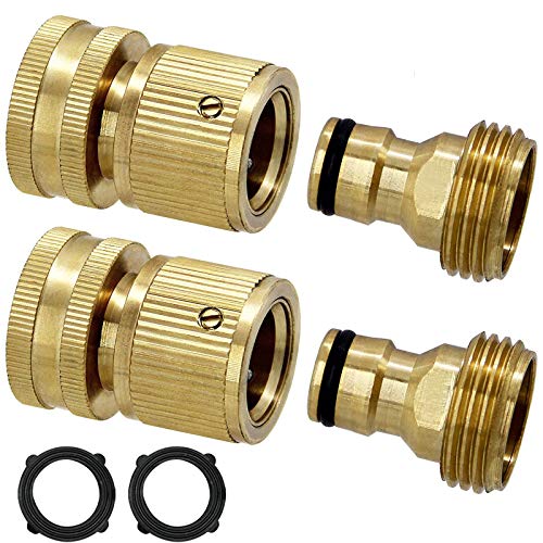 Twinkle Star Garden Hose Quick Connect Water Hose Fitting 34 Inches Brass Female and Male Connector 2 Set