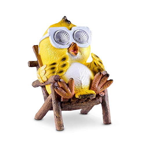 Owl Solar Garden Decorations Figurine  Outdoor LED Decor Figure  Light Up Decorative Statue Accents for Yard Patio Lawn or Deck  Weather Resistant  Great Housewarming Gift Idea (Yellow 1 Pack)