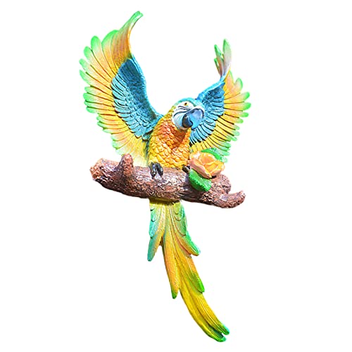 Resin Macaw Parrot Decoration Simulation Bird Sculpture Parrot Statue Decoration Macaw Bird Tropical Decor Wall Art Sculpture Garden Décor Accent for Patio Yard Lawn Tree  Wall (C)