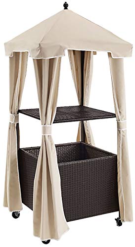 Crosley Furniture Palm Harbor Outdoor Wicker Rolling Towel Valet with Sand Cover  Brown