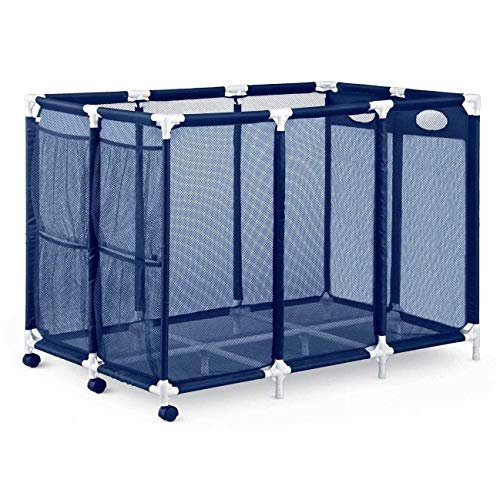 XXL Rolling Pool Storage Bin Cart  Pool and Ball Storage Organizer with Nylon Mesh Basket  Hold Beach Towels Linens Floatation Devices