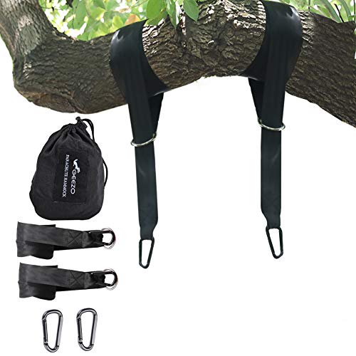 Geezo Tree Swing Hanging Kit (Set of 2)Holds 4400lbs 65ft Long Straps with Two Heavy Duty Carabiners (Stainless Steel) Perfect for Tree Swing  Hammocks Perfect for Swings (Black)