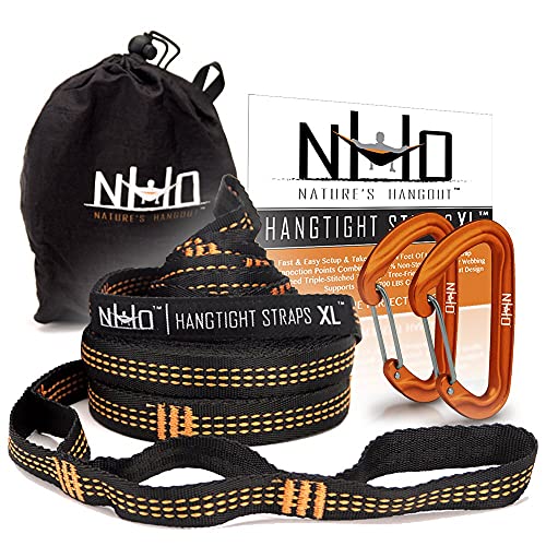 Natures Hangout XL Hammock Straps  14 feet (28 ft 48 Loops Total) Longest Strongest  Most Versatile Quick Easy Setup for All Hammocks Lightweight  Tree Friendly No Stretch Polyester