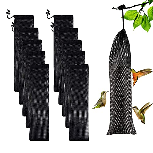 10 Pcs Wild Bird Feeders Seed Sacks Wild Bird Food Sock Feeder Mesh Bag 157X 39 in with Silicone Foldable Funnel Bird Food Supply Tools for Goldfinch Hummingbird and Small Birds Feeding