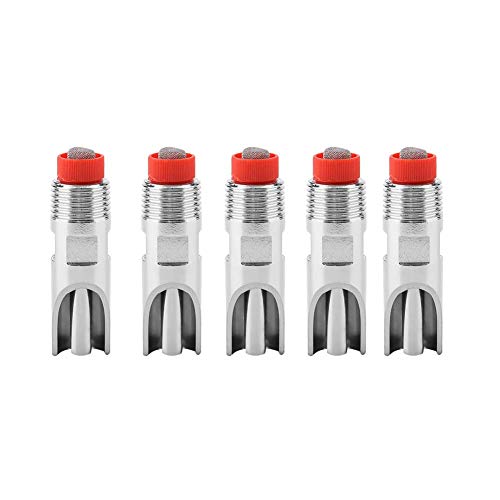 Garosa 5Pcs Pig Water Nippler Stainless Steel Automatic Animal Drinker Tool Easy to Use and Maintain Feeding Watering Set Red Cap Duckbilled Pig Home Farm Drinking Supplies