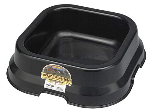 Little Giant Plastic Feed Pan(Black) Heavy Duty Mountable Livestock Feeding Pan (10 Quart) (Item No FP10BLACK)