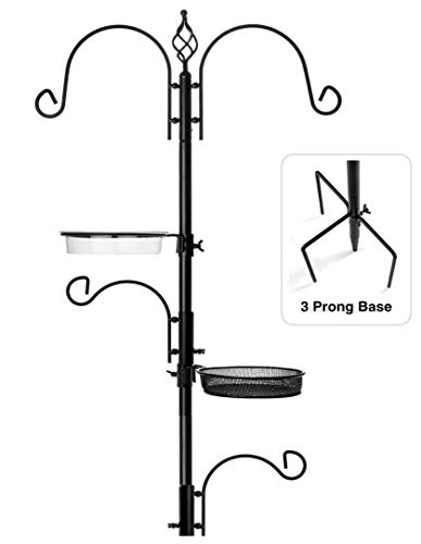 Rhino Tuff Products Bird Feeder Stand Deluxe Bird Feeders for Outside Feeding Station with 3 Prong Base and Water Dish Ideal for Bird Watching Garden Patio and Backyard Decor 91 Tall