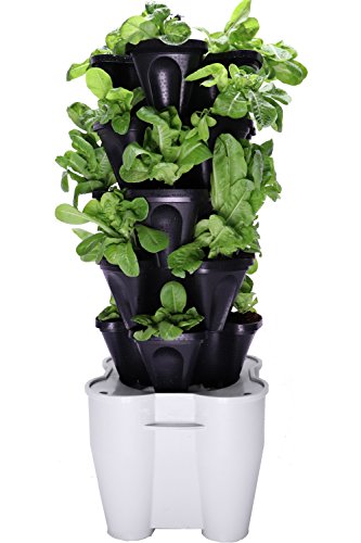 Smart Farm  Automatic Self Watering Garden  Grow Fresh Healthy Food Virtually Anywhere Year Round  Soil or Hydroponic Vertical Tower Gardening System by Mr Stacky (Standard Kit Black)